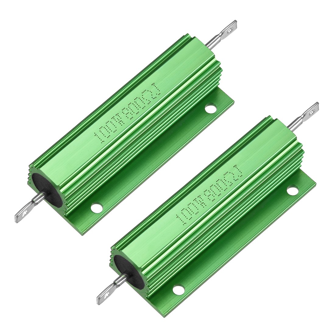 sourcingmap 2 Pcs Aluminum Case Resistor 100W 800 Ohm Wirewound Green for LED Replacement Converter 100W 800RJ