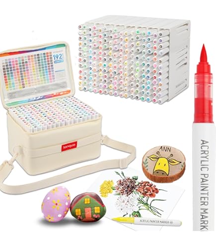 Feutre Acrylique Guangna 288 Marqueurs Acrylique 72 Couleurs - Double Pointe (Pinceau/Fine) - Pour Pierre, Toile, Plastique Uni Posca Set