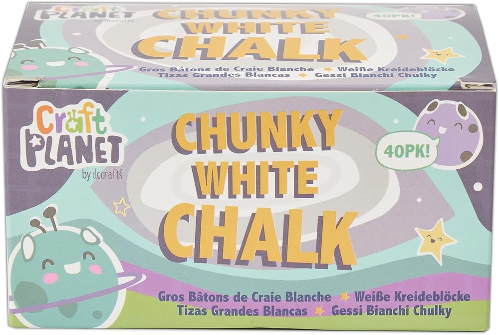 Craft Planet Chunky Chalk White Pack of 40 for Kids Art & Crafts