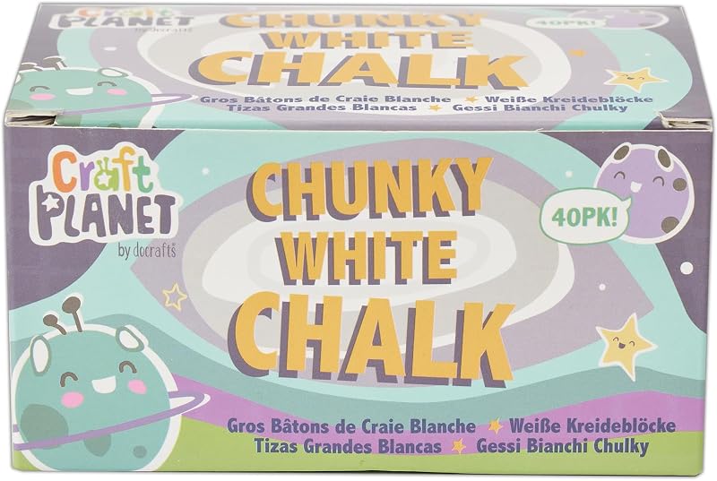 Craft Planet Chunky Chalk White Pack of 40 for Kids Art & Crafts