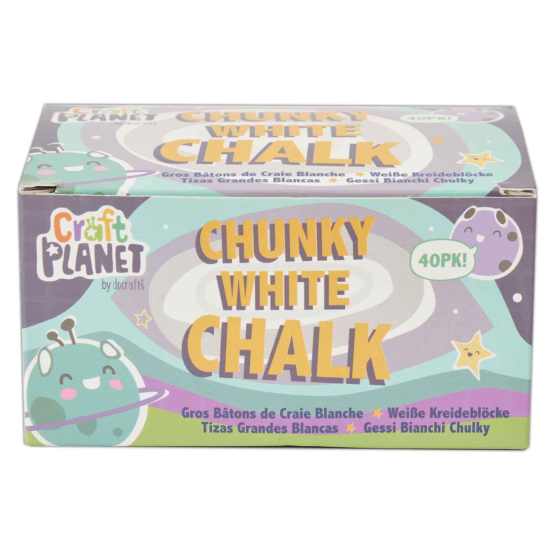 Craft Planet Chunky Chalk, White, Pack of 40, Art & Craft Fun, Kids, Drawing, Pavement, Playground, School, Home, Garden, Games, Paper