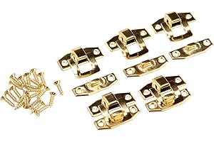 dophee 5Pcs Antique Brass Decorative Hasp Latch with Screws for Wooden Box Jewelry Box Toggle Cabinet Suitcase Chest Trunk - 0.91"x0.79"