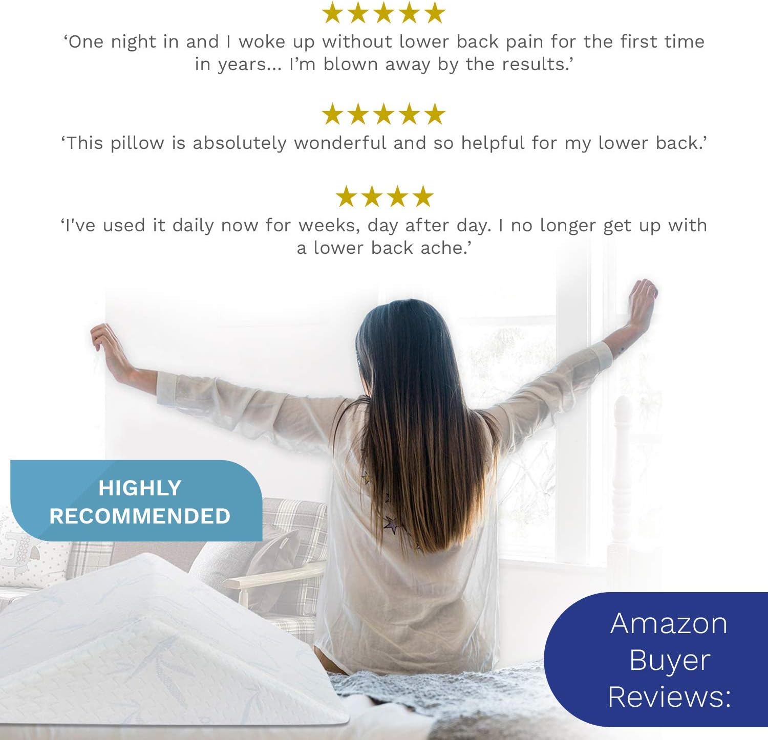 The Angle by Back Support Systems | Eco Friendly, Medical Quality Memory Foam Bed Wedge Leg Pillow for Back Pain | Guaranteed to Help Reduce Back Pain Immediately (Bamboo, Extra Wide): Home & Kitchen