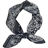 PLIPON 100% Mulberry Silk Neck Scarf - 21"x21" Small Printed Square Neckerchief Scarves for Women