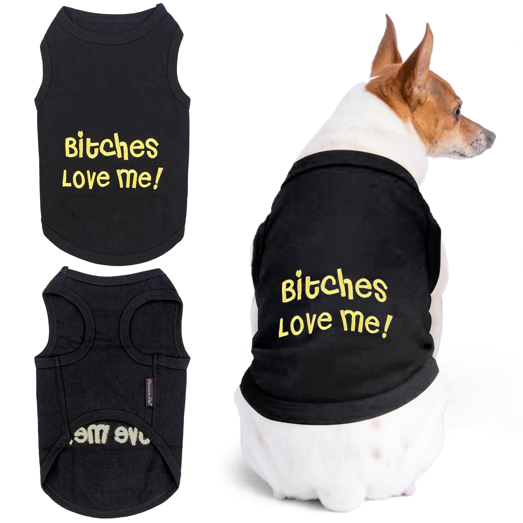 Parisian Pet Dog Cat Clothes Tee Shirts Bitches Love Me (5XL, Bitches Love Me)