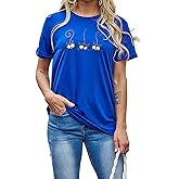 Lailezou Women's Three Cats Pattern Solid Color Printing O-Neck Simple T-Shirt Summer Casual Basic Short-Sleeved top