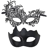Ranchbtn Couple Masquerade Masks Set Venetian Party Mask Costume Mask Couples