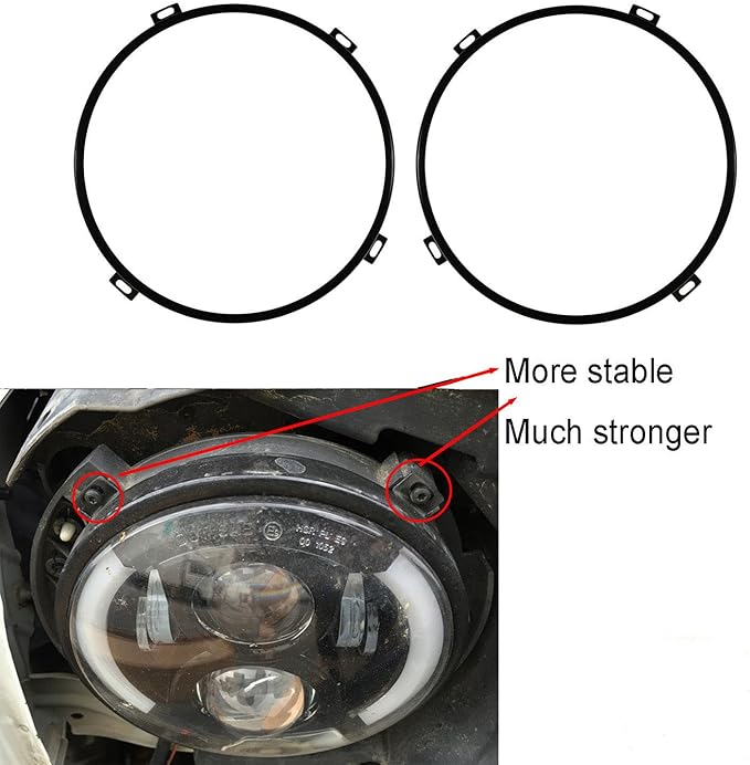 Black 7'' Headlight Retaining Ring Headlamp Bezel for Jeep