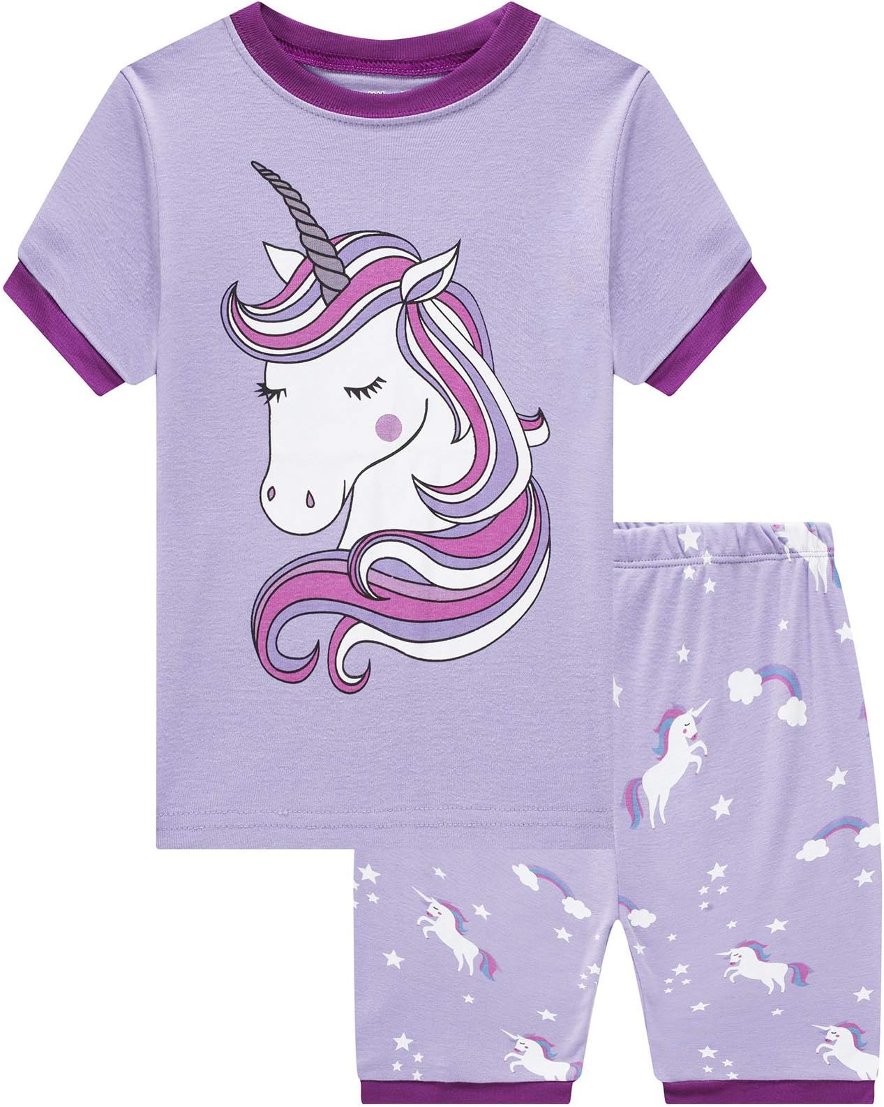 Mermaid Sleepwear 100% Cotton Summer Short Toddler Pjs Clothes Shirts…