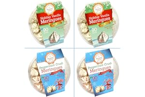 4 Pack Krunchy Melts Original Meringue Cookies | Holiday Season 4-Pack | 2 Holiday Vanilla, 2 Peppermint Crush | Only 80-90 Calories Per Serving | Low Fat/Fat Free, Gluten Free, Dairy Free (4 Oz)