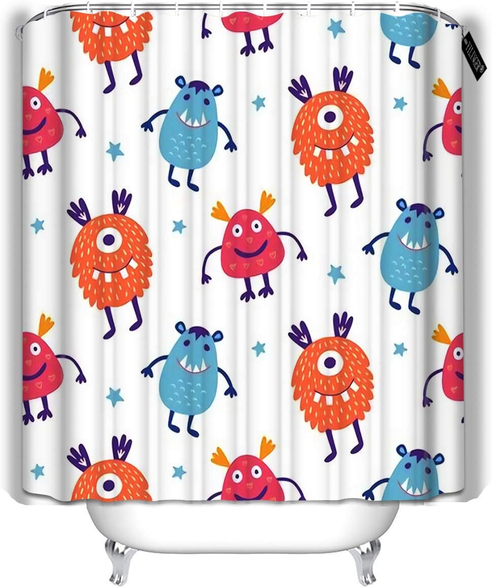 Amazon YILINGER Bath Shower Curtain Cute Scary B07XWRFCL3