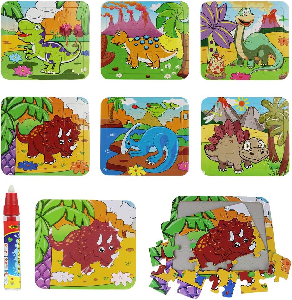 Amazon Coolplay 子供向けパズル 恐竜 ジグソーパズル ぬりえ こども お絵かきシート 表裏両面遊べる おもちゃ 6枚セット 78ピース ジグソーパズル おもちゃ