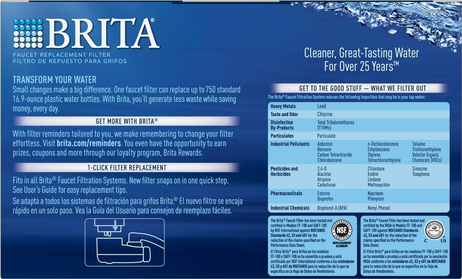 Brita Basic Mount Tap Water Filtration System Replacement Filters for Faucets, 3 Count, Chrome: Kitchen & Dining