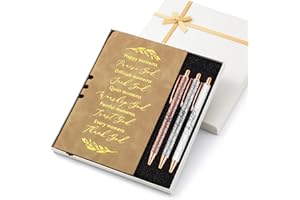 Spakon 5 Pcs Christian Gifts for Women Christmas Religious Gifts for Men Prayer Journal Religious God Notebook Pen with Gift Box Scripture Notepad for Church Sunday School Favors(Khaki, Bible)