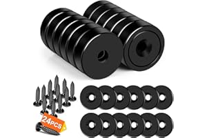 DIYMAG 12Pcs Round Base Cup Magnet, 40LBS Rare Earth Magnets with Heavy Duty Countersunk Hole and Stainless Screws for Refrig