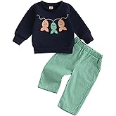 Yccutest Toddler Boy Fall Outfits Long Sleeve Fish Sweatshirt and Plaid Pants Set Infant Baby Boy Sweatsuit 2 Piece Clothes
