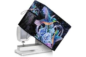 Annejudy Rose Hummingbird Sewing Machine Cover with Rope Durable Protective Dust Cover with Pockets for Most Standard Sewing Machines and Accessories Machine Washable