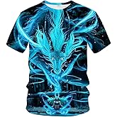 LAOLIUSN Men's Dragon T Shirt Summer Short Sleeve Tees Tops Animal Theme Shirt Anime Graphic Shirt