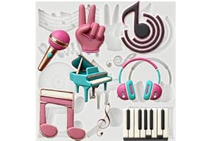 QDMOLDS Music Theme Fondant Molds Musical Notes Piano Silicone Molds Musical Keyboard Music Notes Lace Mat Mold for Cake Deco