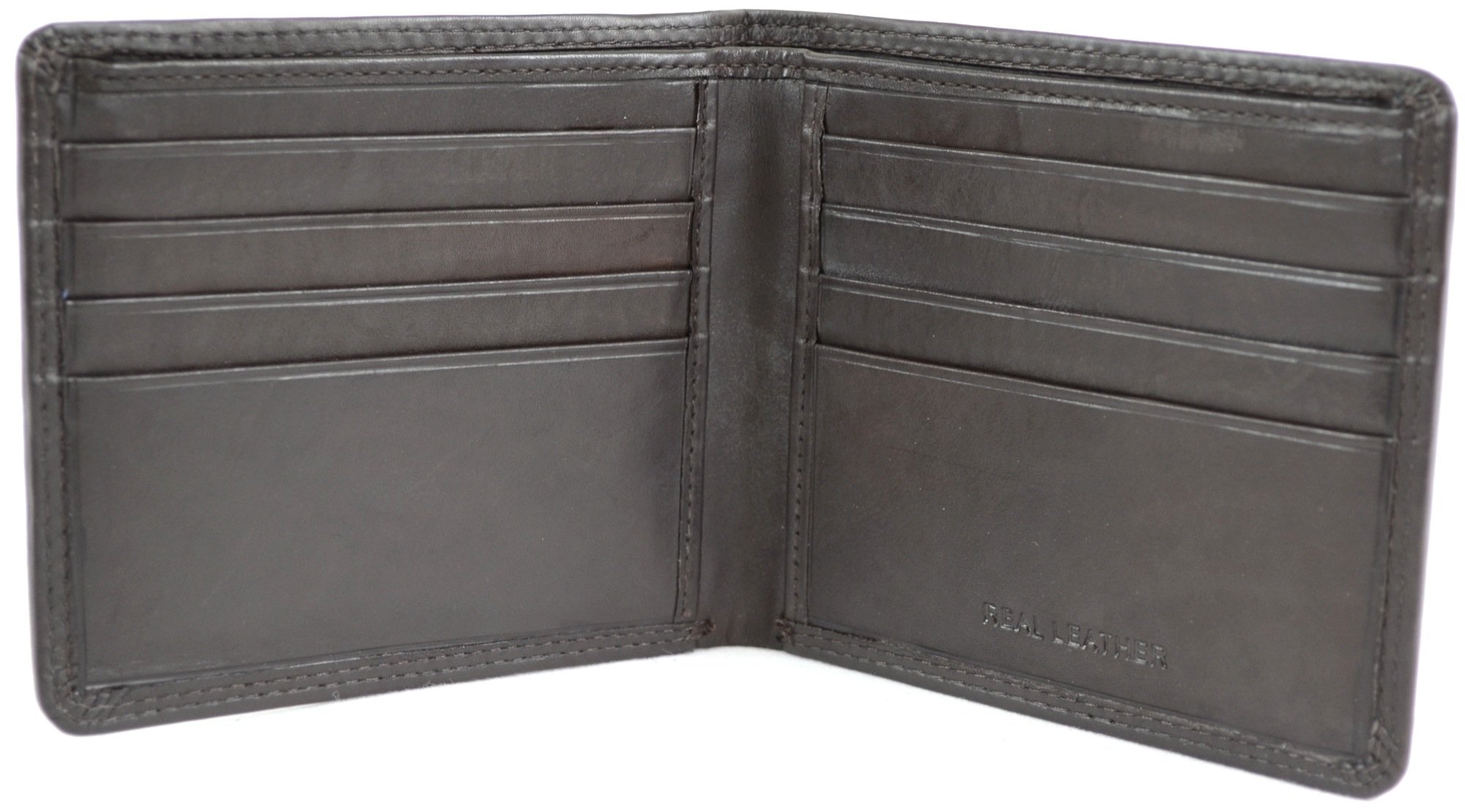LondonLeather Men's Soft Leather Wallet with Multiple Card Slots and Open Note Compartments (Dark Brown)