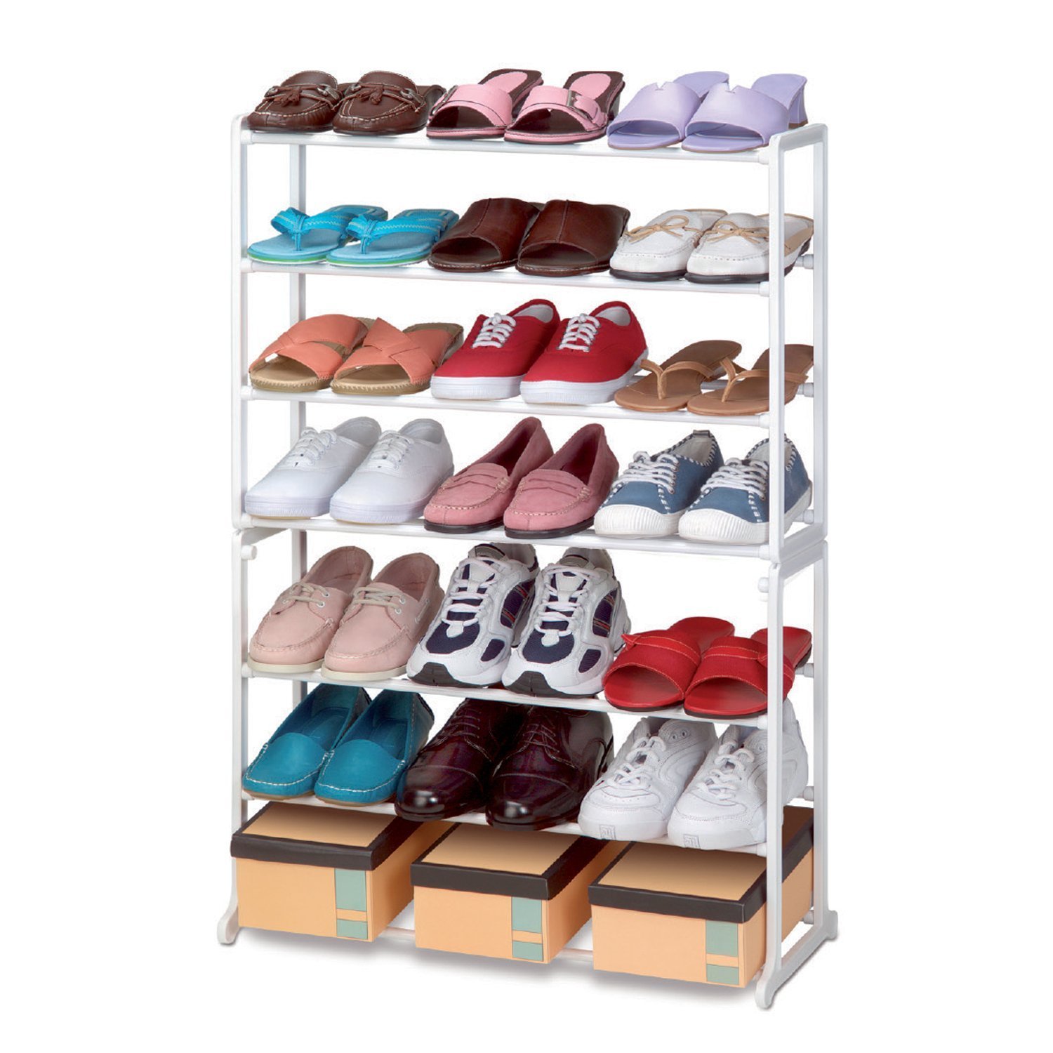 ASAB FREESTANDING 21 Pair Shoe Rack Tidy Storage, White, 50x16x95cm Amazon.co.uk Kitchen & Home