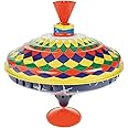 Classic Multicolour Spinning Tin Top Toy from KsmToys by Bolz. The Funny Buzzing Hum Gets Louder As The Top Spins Faster, 7.5