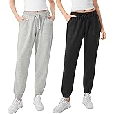 DAVID ARCHY Women's Lounge Pants Cozy Soft Warm Pajama Bottoms Fleece Baggy Joggers with Pockets 2 Pack