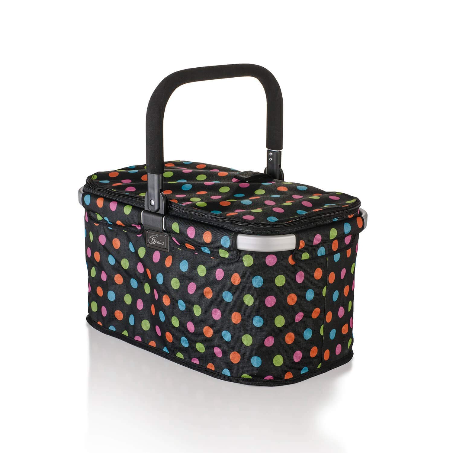 Genius Shopping Basket Falko 48x28x27cm Foldable, Aluminum, Multicolor, 48 x 28 x 27 cm