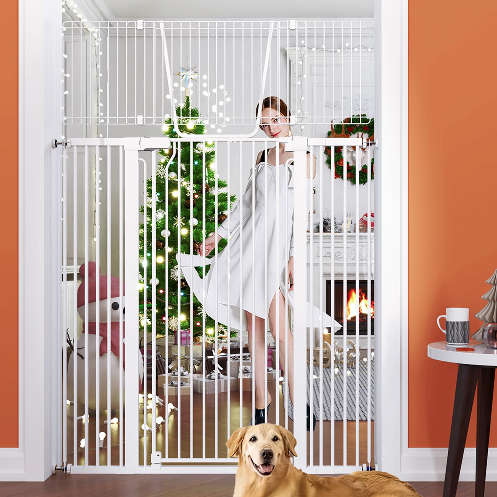 Photo 1 of 71" Extra Tall Cat Gate for Doorway – 28.5"-48.7" Extra Wide Pet Gate with Adjustable Cat Door Wide,Auto Close, Pressure Mounted, Pet Gate for Cats & Small Dogs, Hallway, Stairs, Kitchen