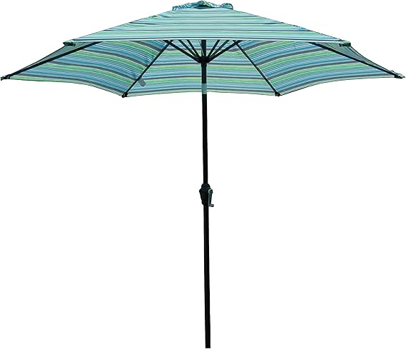 Spotential Sombrilla de patio de 8.6 pies con diseño de rayas, paraguas