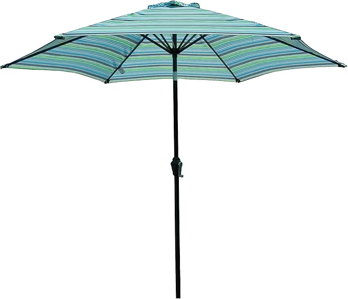 Spotential Sombrilla de patio de 8.6 pies con diseño de rayas, paraguas