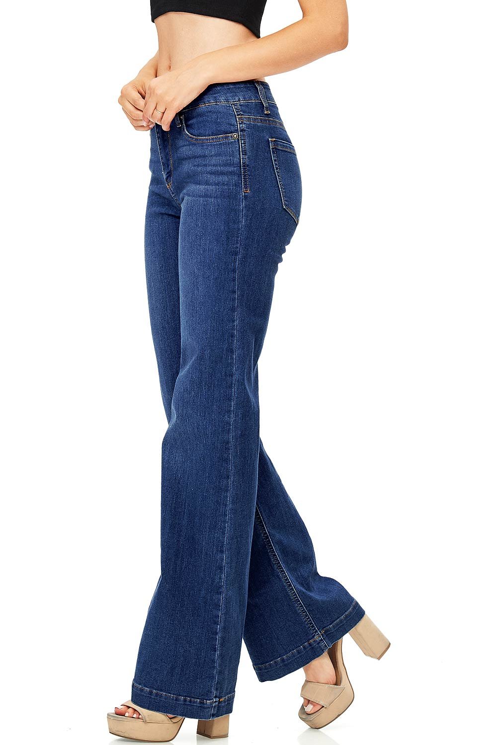 Wax Women's Juniors Mid Waist Boot Cut Straight Jeans Denim Fit