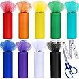 Supla 9 Colors Rainbow Tulle Rolls Tulle Netting Rolls Tulle Fabric Spool Ribbon 6" Wide 25 Yards/Spool and Sewing Scissors B