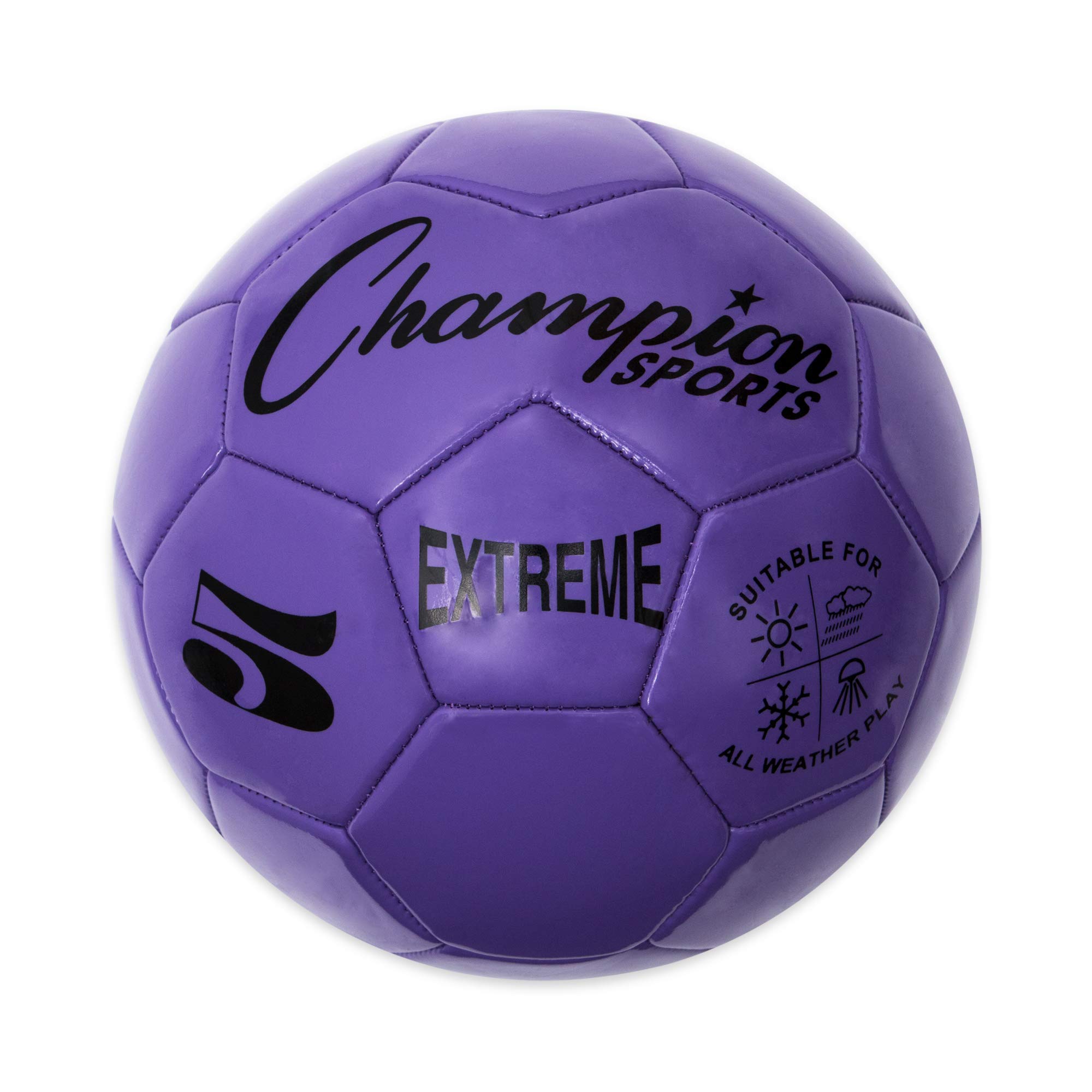 Photo 1 of Champion Sports Extreme Series Soccer Ball Regulation Size 5 - Collegiate, Professional, and League Standard Kick Balls - All Weather, Soft Touch, Maximum Air Retention - For Adults, Teenagers, Purple