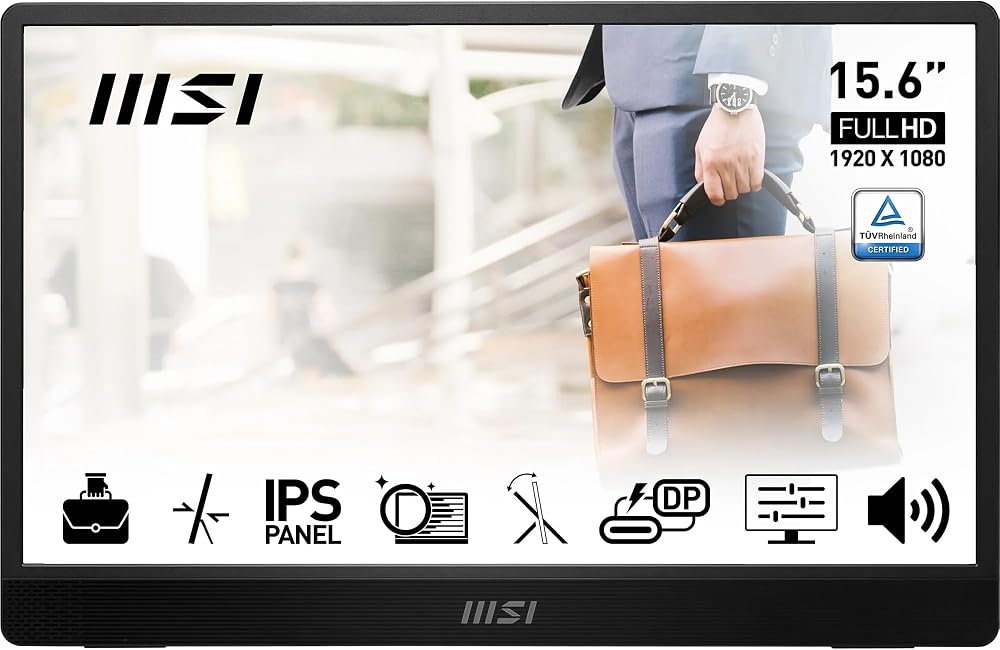 MSI PRO MP161 E2 15.6 Inch Full HD Portable Monitor 1920x1080 IPS 60Hz