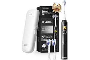 SAKYPRORAL AI Electric Toothbrush with Smart Display for Adults Kids | 150-Day Rechargeable Toothbrush, Real-Time Map |3-Min Timer, Travel Case | Teens Sonic Toothbrush Gift (G5S Black)