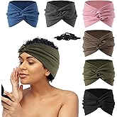 12 Pcs Stretchy Sport Headbands for Women,Absorbed Sport Headband Soft Twist Knotted Headbands for Yoga, Workout Daily Life