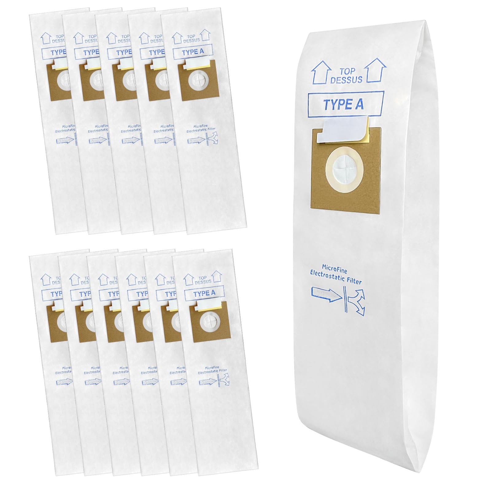 Photo 1 of 12 Pack Type A Vacuum Bags Replacement for Hoover Convertible, Decade 80, Concept One, Concept Two Upright Vacuum Cleaners, Replace Part 4010001A, 4010100A, 4010324A