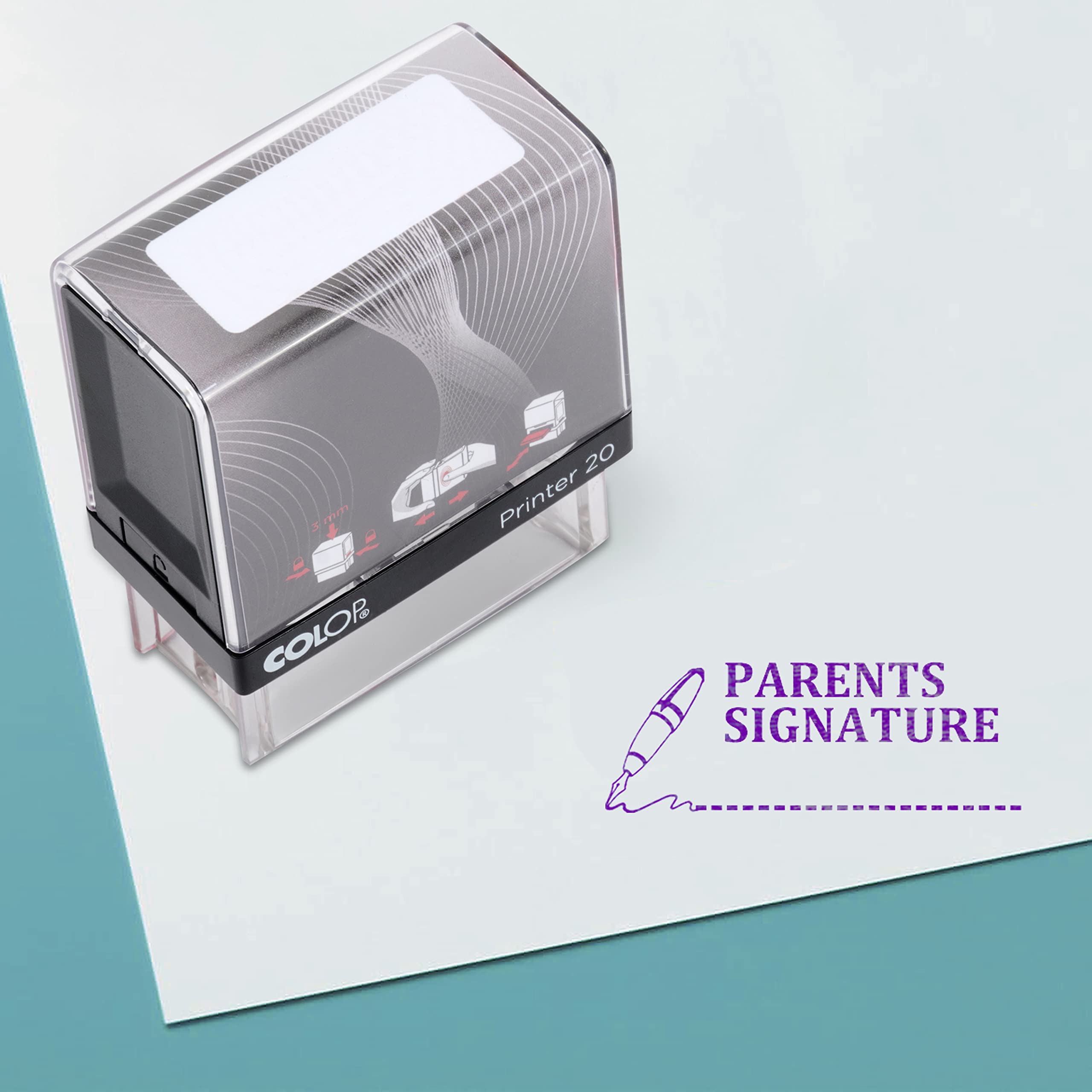 Parents Signature Self Inking Rubber Stamp Custom Colop Office Stationary P20 Mini Stamper