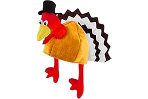 Bnikion Plush Thanksgiving Turkey Hat with Head Legs and Tail Fancy Dress Accessory Thanksgiving Costume Party