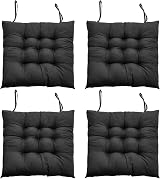 DKIEI 4 Pack Seat Cushions 40x40cm Dining Chair Cushions with Ties Black