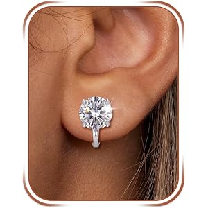 Juicfru Clip On Earrings for Women Hypoallergenic Cubic Zirconia Silver Clip On Earrings Non Pierced Ear Clips Jewelry for Wo