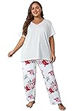 Vozanet Women's Pajama Sets Short Sleeve with Long
