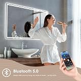 Dripex Bluetooth LED Bathroom Mirror 500x700mm Anti-fog Shaver Socket view 2
