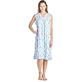 Casual Nights Women's Sleeveless Floral Lace and Ribbon Nightgown - Blue - 3X-Large