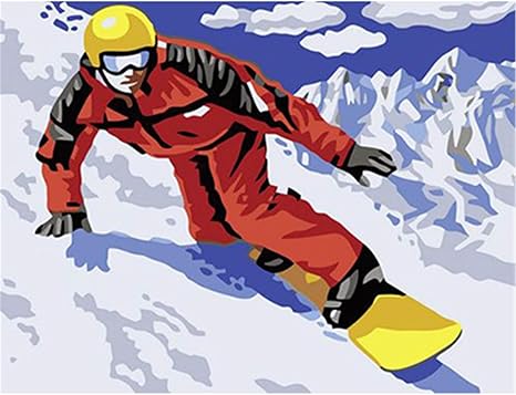 Pandacrafts Malen Sie Nach Zahlen Fur Erwachsene Kinder Snowboard Winter Mann Ski 16 20 Zoll Diy Digital Malen Nach Zahlen Kits Auf Leinwand Junior Kinder Dekorationen Geschenke Amazon De Kuche Haushalt