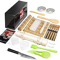 Delamu Sushi Making Kit, 22 in 1 Sushi Maker Bazooker Roller Kit with Bamboo Mats, Chef's Knife, Triangle/Nigiri/Gunkan Sushi