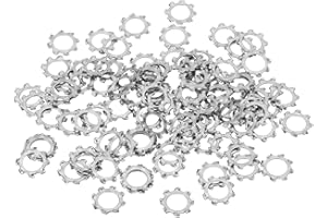 uxcell 100 Pcs 304 Stainless Steel External Tooth Lock Washers, M6 Star Locking Washers for Screw Bolt Mechanical Equipment F