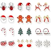 Christmas Earrings for Women Holiday Gifts JingleBall Snowflake Bow Earrings Dangle Stocking Stuffers Christmas Dresses Accessories for Women Cute Xmas Party Jewelry Gifts