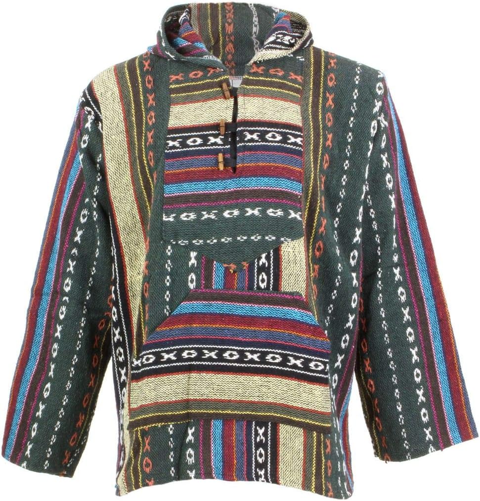 Loud Hoodies Baja Hoodie TOP Hippie Festival SURF Hoody Jumper Green, Blue & Yellow